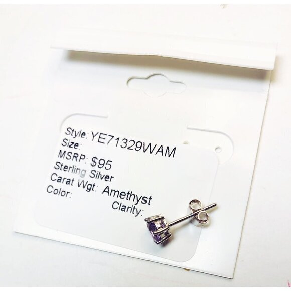 Savvy Cie Womens Purple Amethyst Sterling Silver Stud Post Back Earrings New - Picture 5 of 8